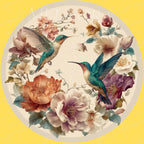 Printed artwork design for the hummingbird floral mango wood side stand.