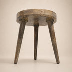 Wooden side table frame and legs, shown without the printed tabletop design.