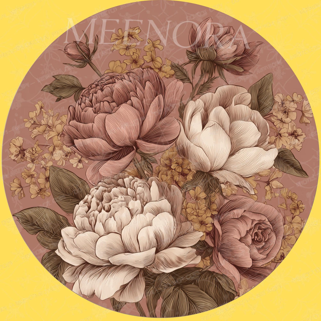 Printed artwork design for the vintage rose mango wood side table.