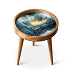 Blue Lotus Mango Wood Side Table, shown on a plain white background.