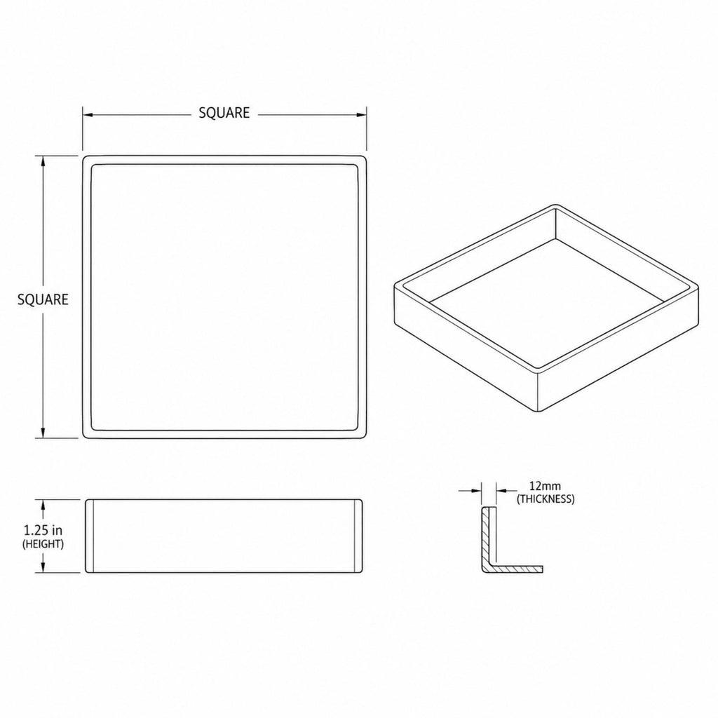 Dimension diagram showing top and side views of the but first coffee mango wood tray.