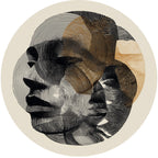 Printed artwork design for the abstract face mango wood side table.