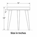 Dimension diagram showing the tabletop and leg height of the mid-century retro line mango wood side table.