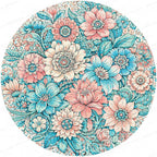 Printed artwork design for the teal & pink floral glass-top mango wood side table.