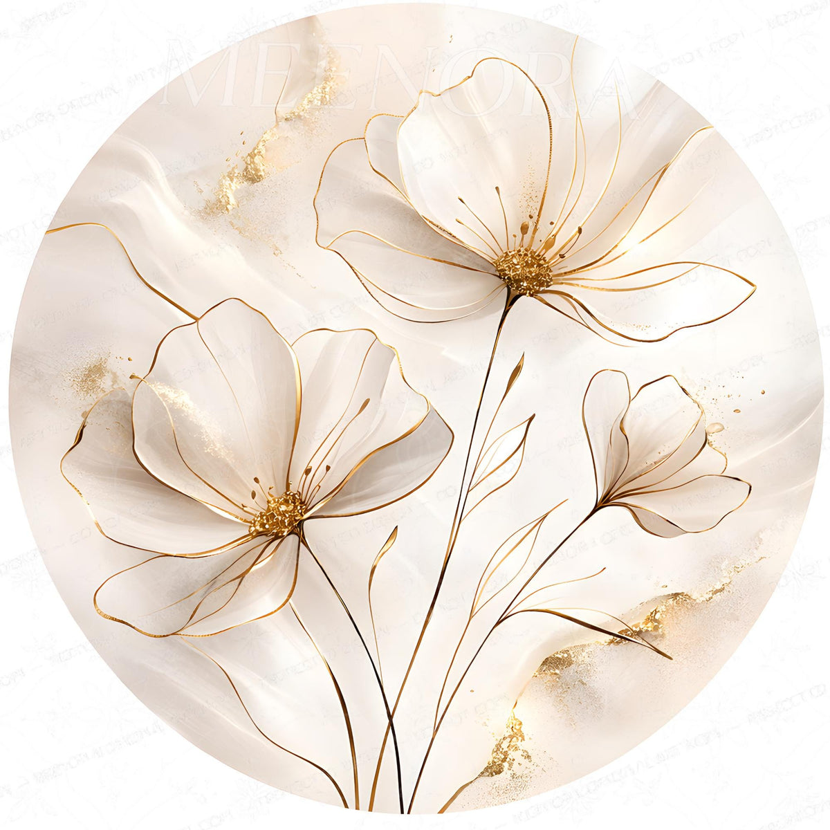 Printed artwork design for the white floral print mango wood side table.