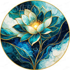 Printed artwork design for the blue lotus mango wood side table.