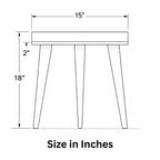 Dimension diagram showing the tabletop and leg height of the abstract face mango wood side table.