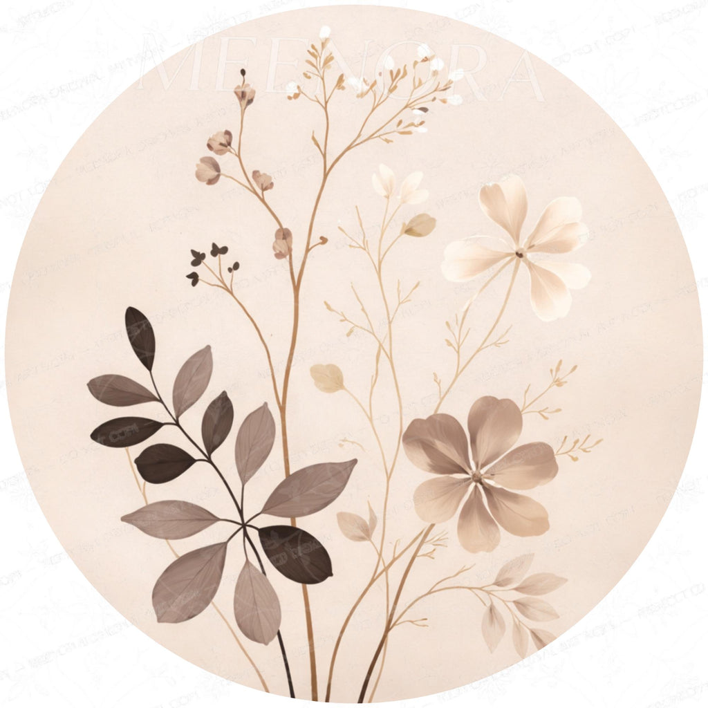 Printed artwork design for the neutral botanical mango wood side table.
