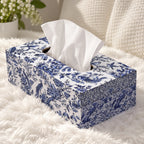 LacaOra Blue Bird & Floral solid MDF tissue box, product detail view