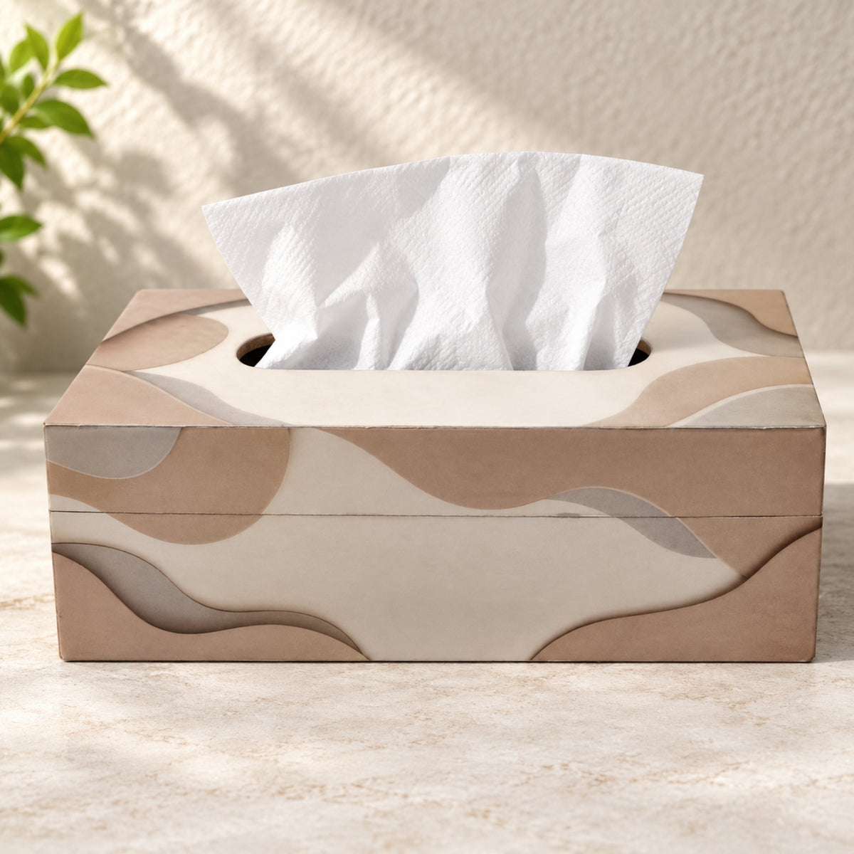 LacaOra Neutral Abstract solid MDF tissue box, product detail view