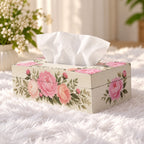 LacaOra Pink Peony solid MDF tissue box, product detail view