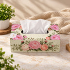 LacaOra Pink Peony solid MDF tissue box, hero view