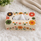 LacaOra Retro Daisy solid MDF tissue box, product detail view