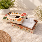 LacaOra Retro Daisy solid MDF tissue box, removable lid and interior